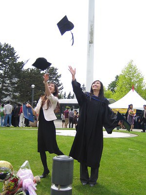 College graduate tossing up their cap.