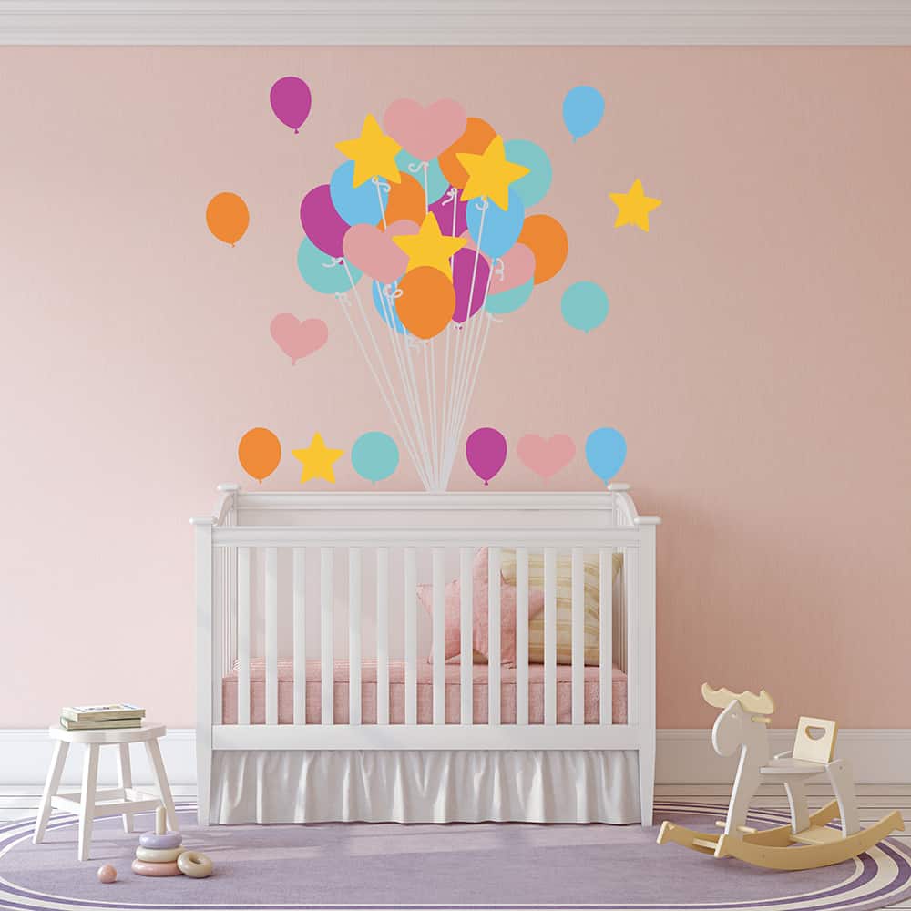 Wall Decals - Large Hot Air Balloon Stickers - Decorative Vinyl Peel a