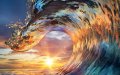 Image for Sunset Waves Wall Mural