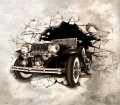 Image for Vintage Car Breakthrough Wall Mural