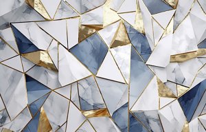 Image for Golden Abstract Triangles Wall Mural